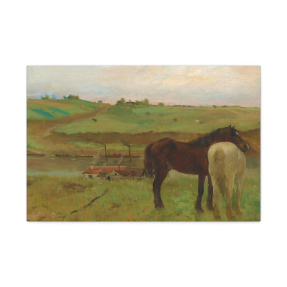 Horses in a Meadow By Edgar Degas