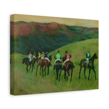 Racehorses in a Landscape By Edgar Degas