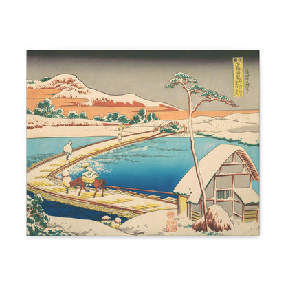 The Pontoon Bridge at Sano By Katsushika Hokusai