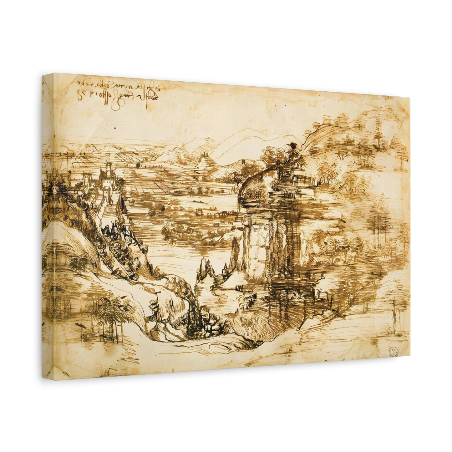 Landscape Drawing Santa Maria della Neve By Leonardo da Vinci