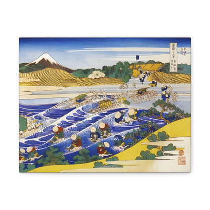 Travellers Crossing the Oi River By Katsushika Hokusai