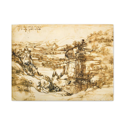 Landscape Drawing Santa Maria della Neve By Leonardo da Vinci