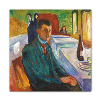 Self-Portrait with Bottle of Wine By Edvard Munch