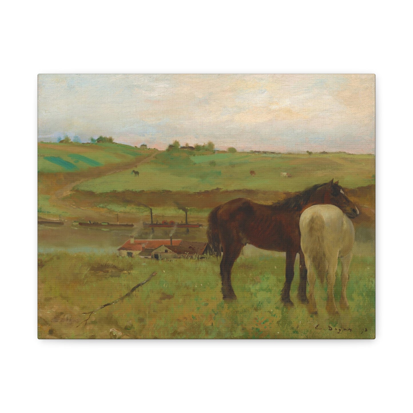 Horses in a Meadow By Edgar Degas