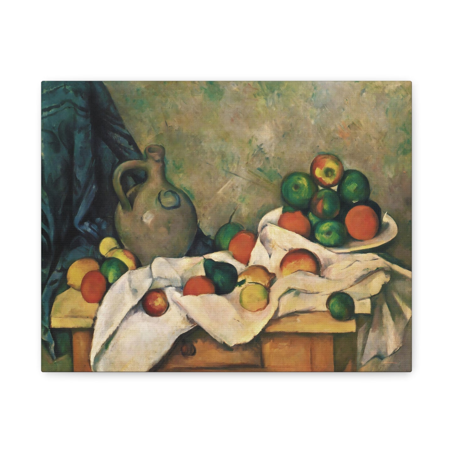 Curtain, Jug and Fruit By Paul Cézanne