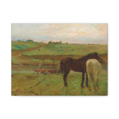 Horses in a Meadow By Edgar Degas