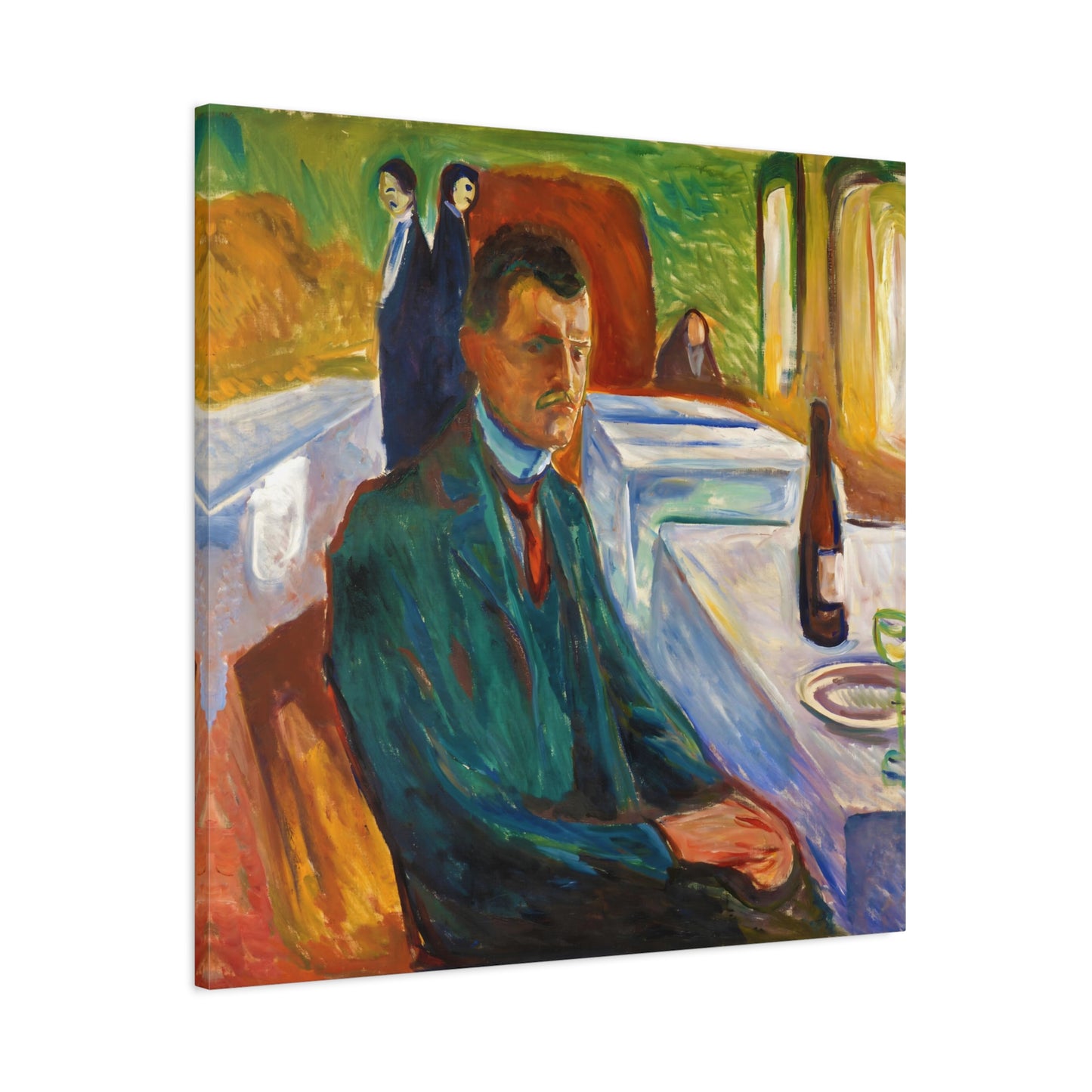 Self-Portrait with Bottle of Wine By Edvard Munch