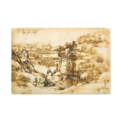 Landscape Drawing Santa Maria della Neve By Leonardo da Vinci