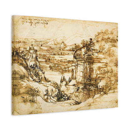 Landscape Drawing Santa Maria della Neve By Leonardo da Vinci