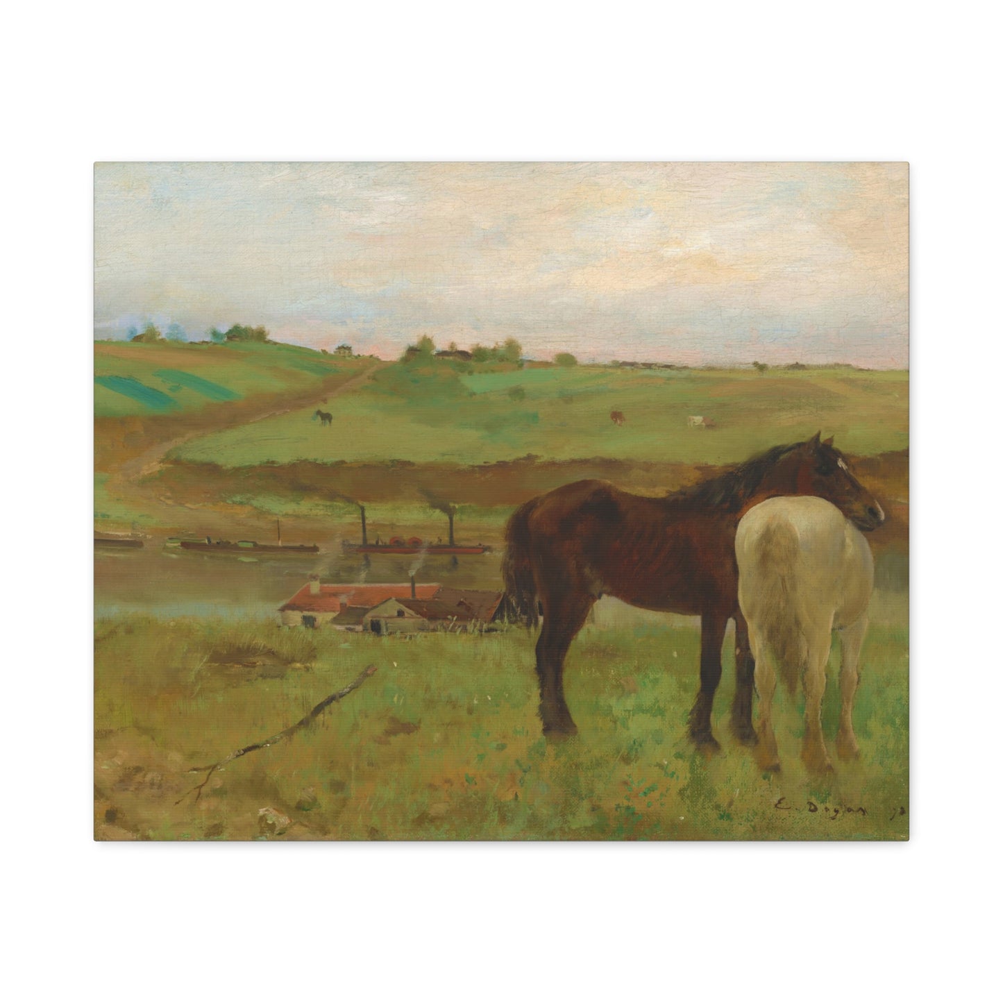 Horses in a Meadow By Edgar Degas