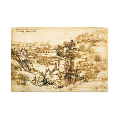 Landscape Drawing Santa Maria della Neve By Leonardo da Vinci