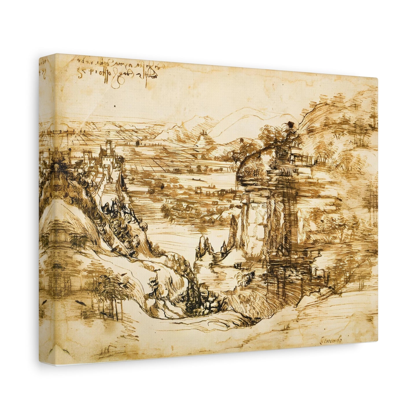 Landscape Drawing Santa Maria della Neve By Leonardo da Vinci