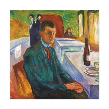 Self-Portrait with Bottle of Wine By Edvard Munch