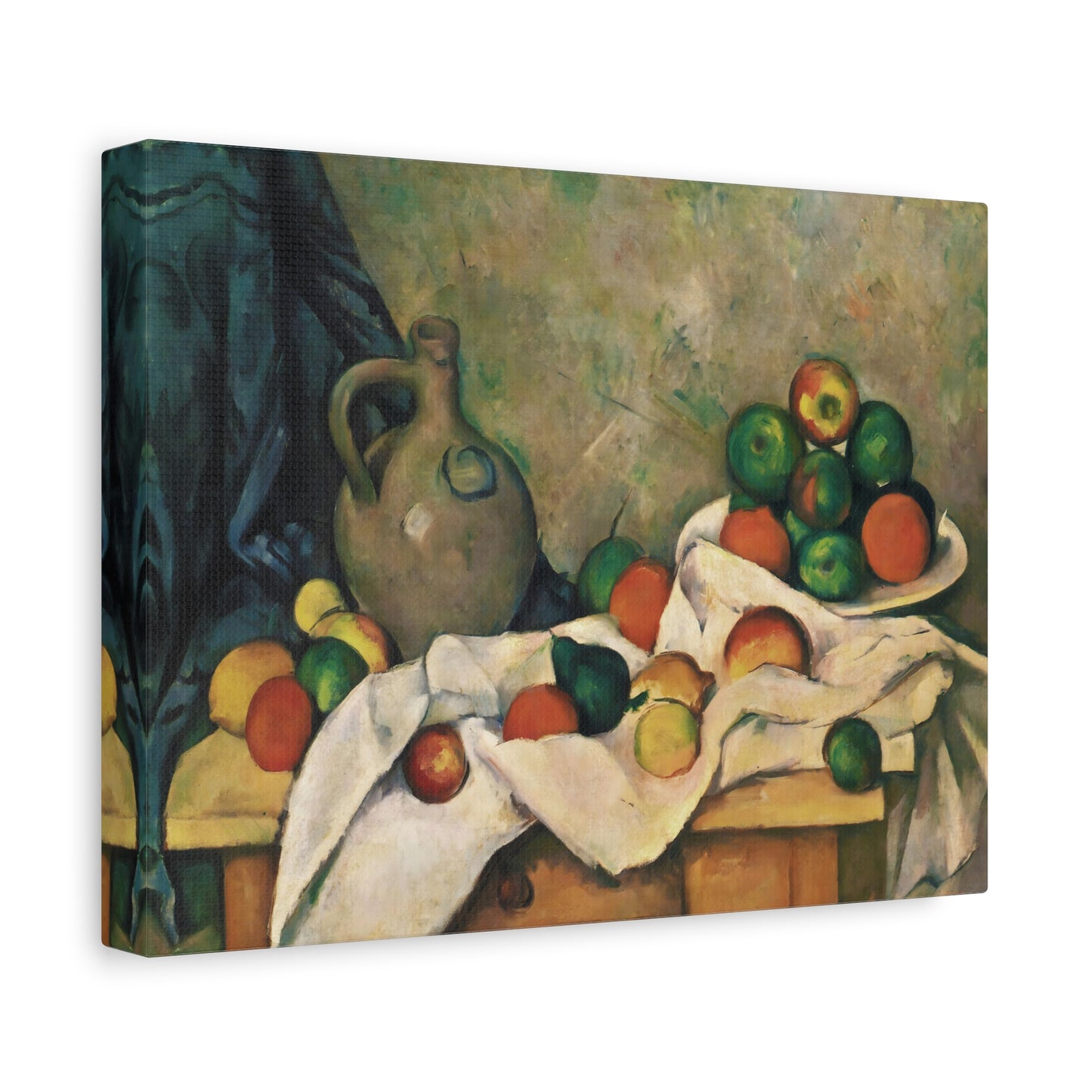 Curtain, Jug and Fruit By Paul Cézanne