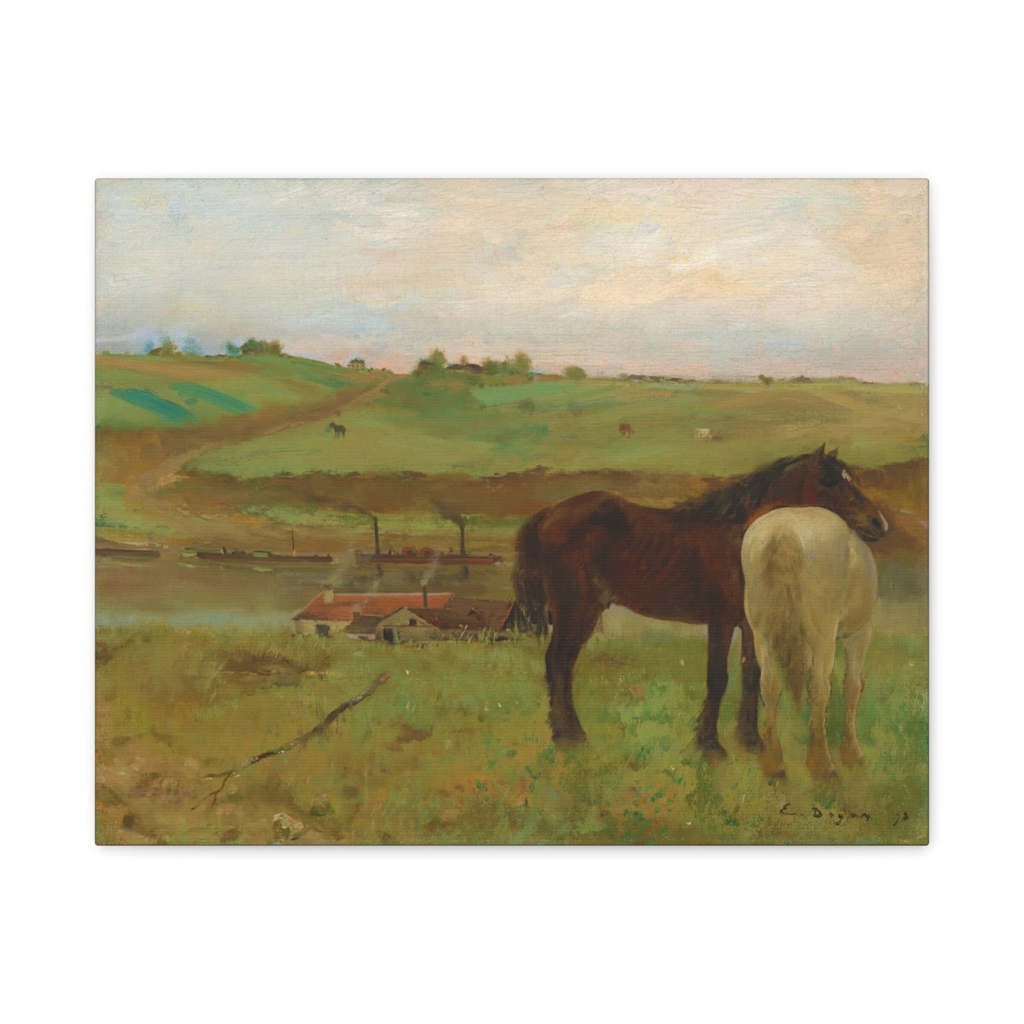 Horses in a Meadow By Edgar Degas