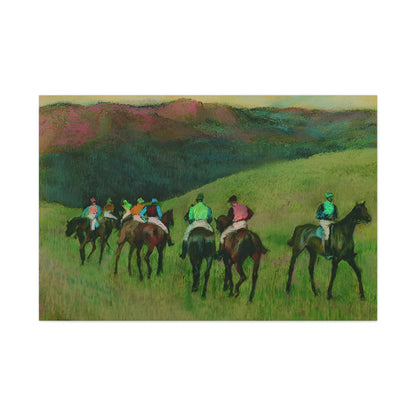 Racehorses in a Landscape By Edgar Degas