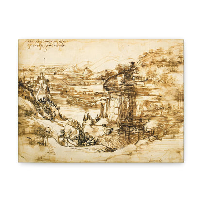 Landscape Drawing Santa Maria della Neve By Leonardo da Vinci