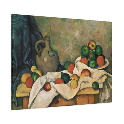 Curtain, Jug and Fruit By Paul Cézanne