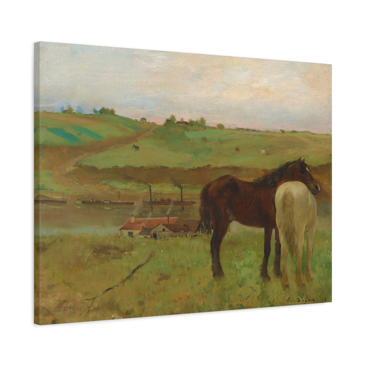 Horses in a Meadow By Edgar Degas