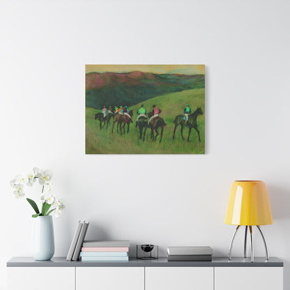 Racehorses in a Landscape By Edgar Degas