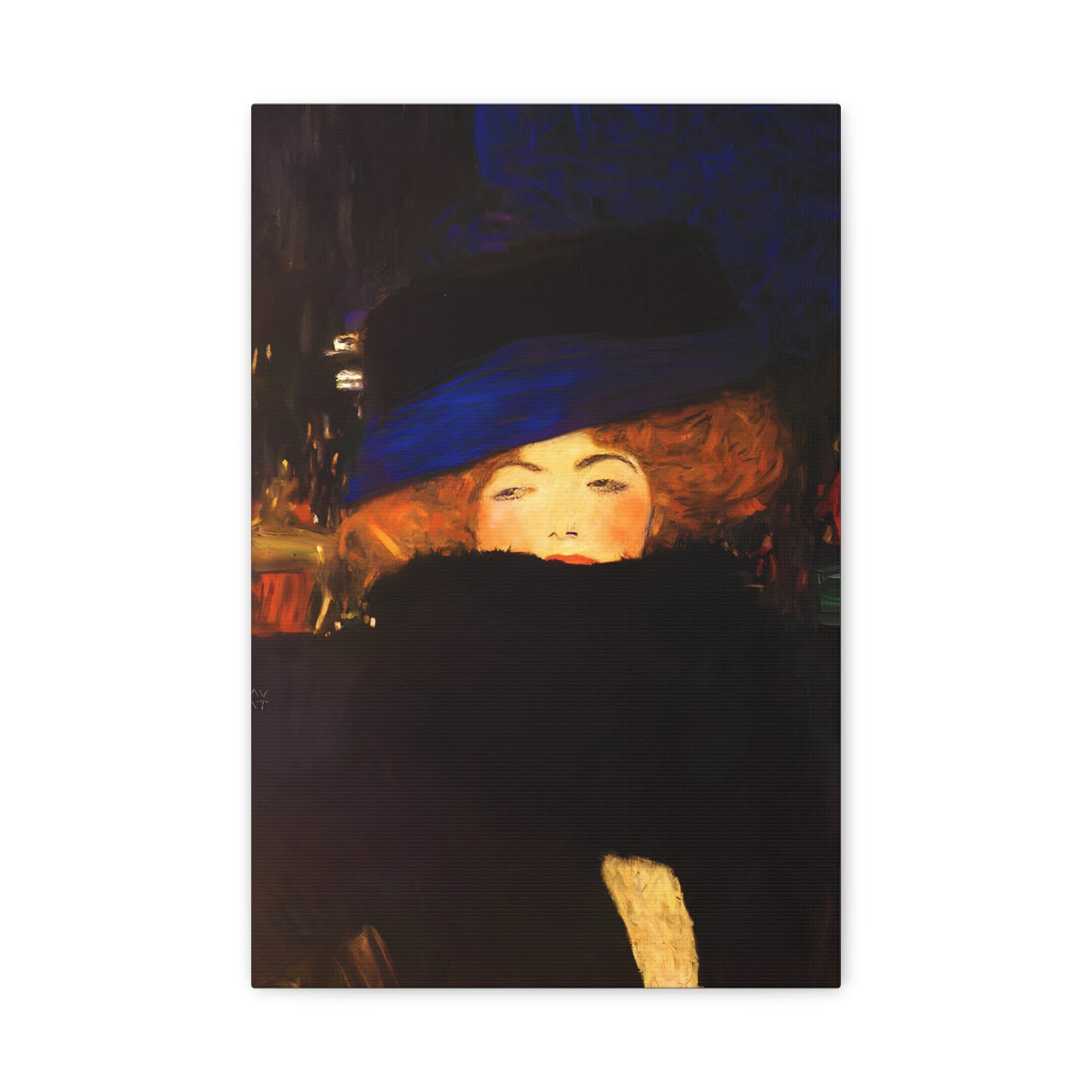 Lady with Hat and Feather Boa By Gustav Klimt