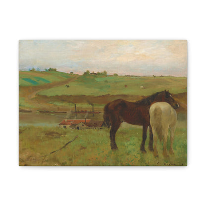 Horses in a Meadow By Edgar Degas