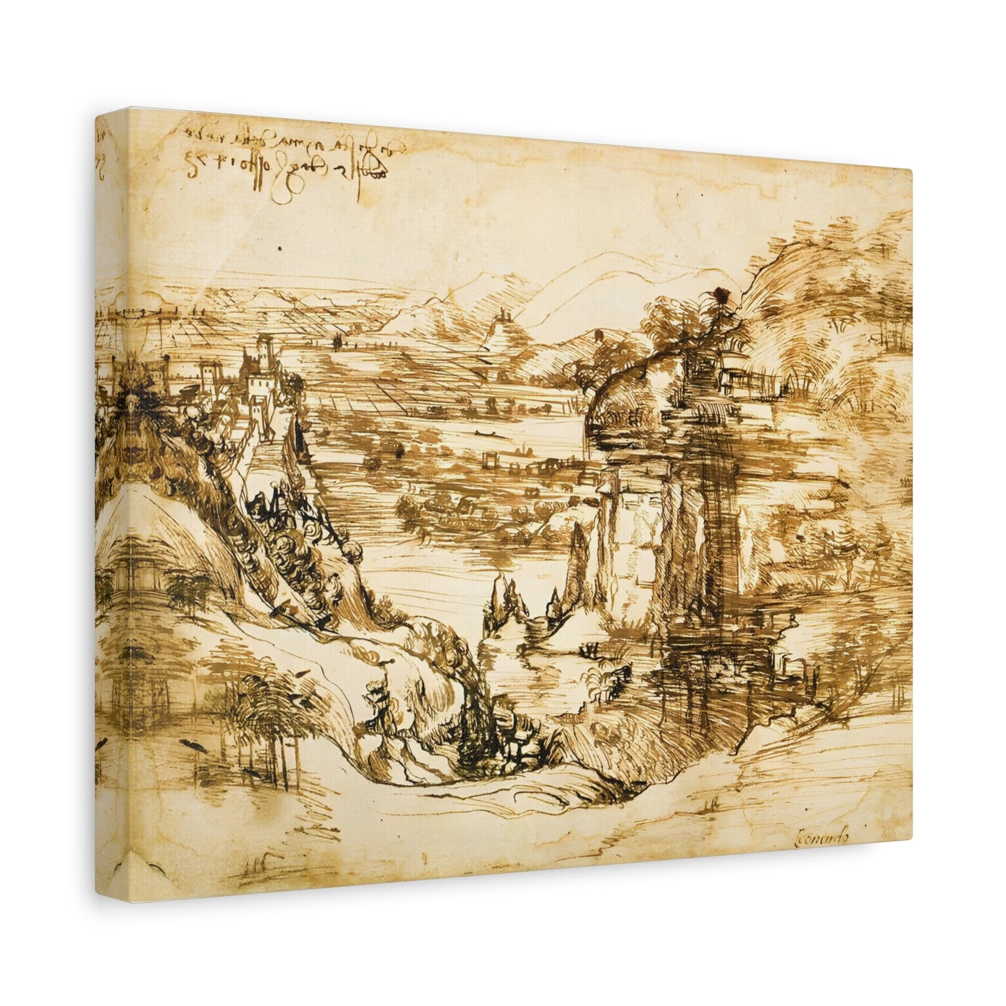 Landscape Drawing Santa Maria della Neve By Leonardo da Vinci