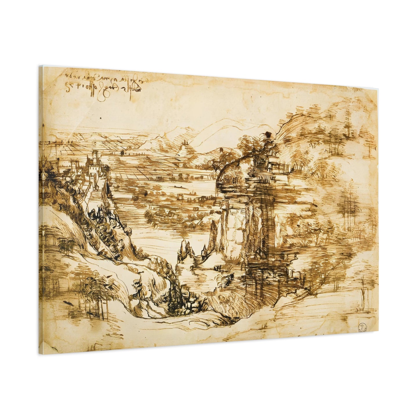 Landscape Drawing Santa Maria della Neve By Leonardo da Vinci