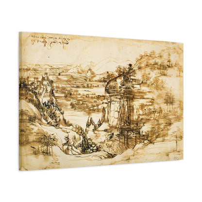 Landscape Drawing Santa Maria della Neve By Leonardo da Vinci