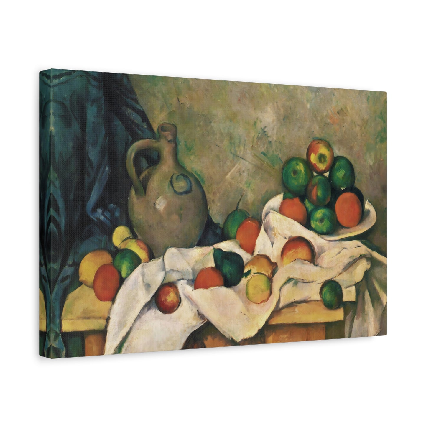 Curtain, Jug and Fruit By Paul Cézanne