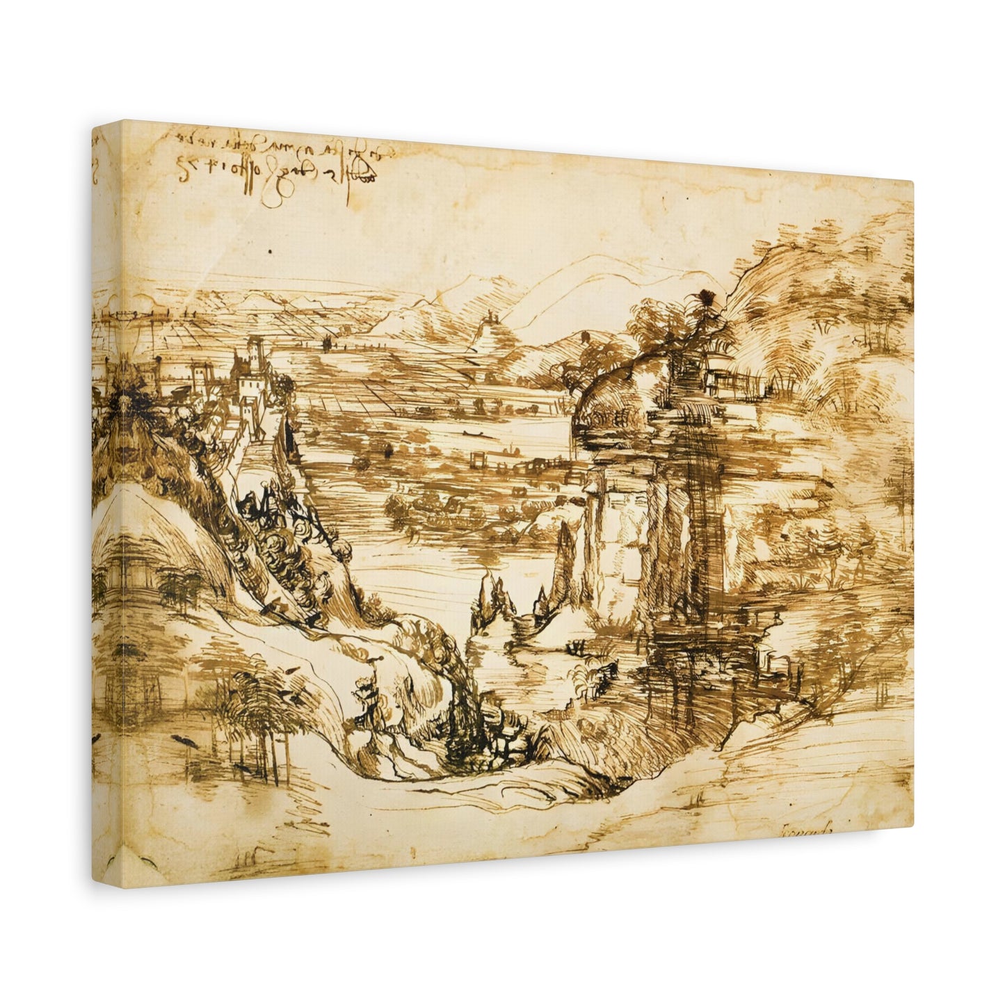 Landscape Drawing Santa Maria della Neve By Leonardo da Vinci