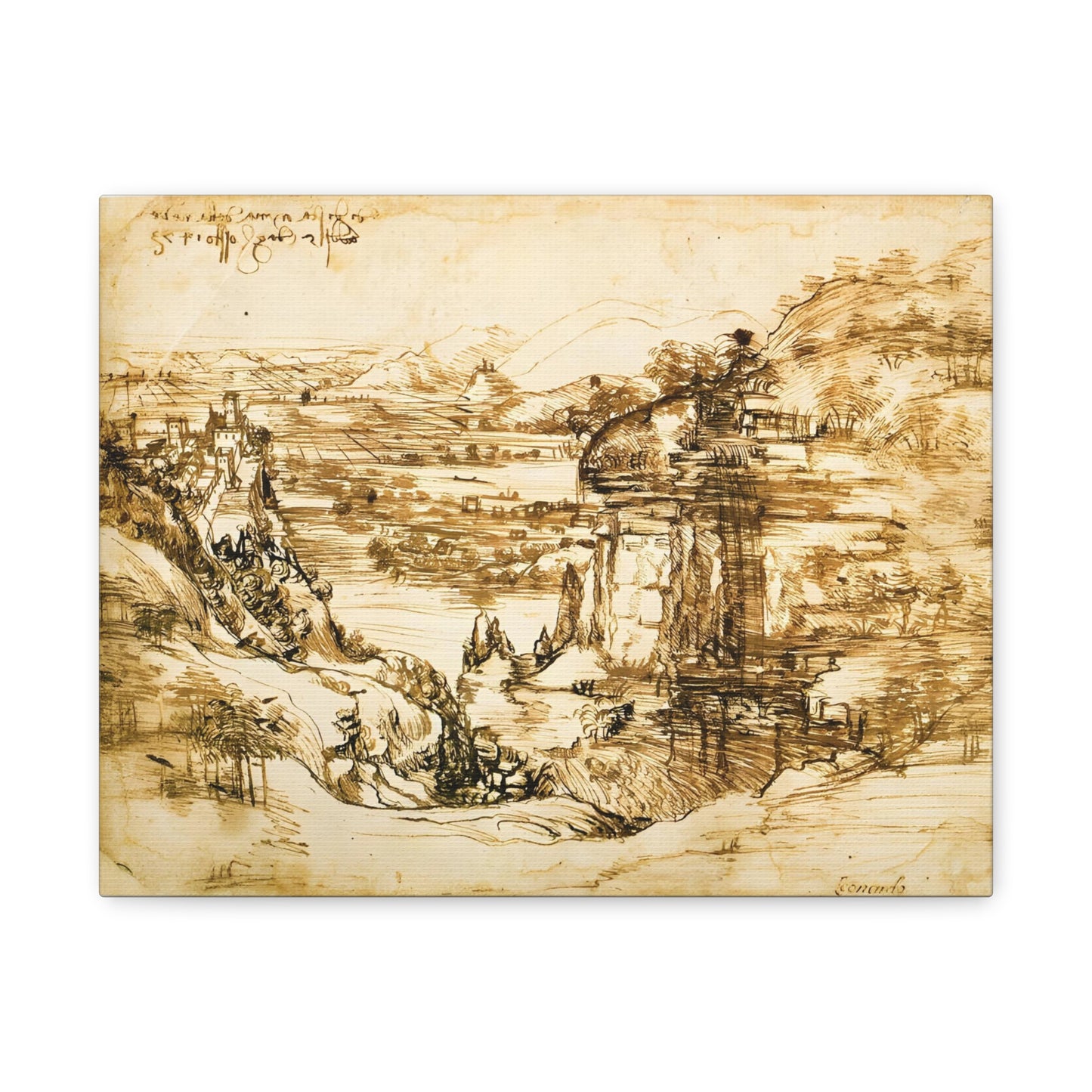 Landscape Drawing Santa Maria della Neve By Leonardo da Vinci