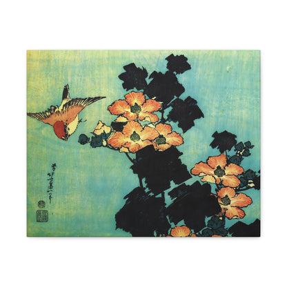 Hibiscus and Sparrow By Katsushika Hokusai