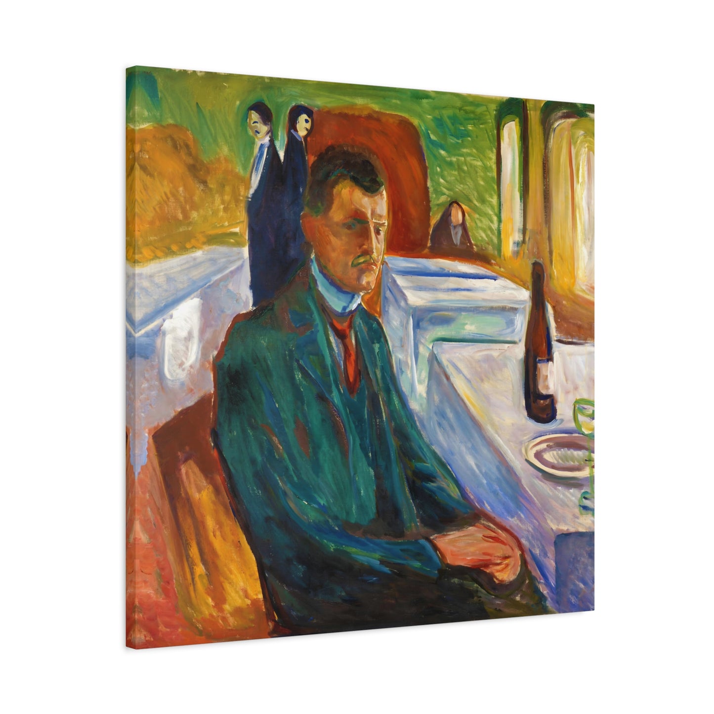 Self-Portrait with Bottle of Wine By Edvard Munch