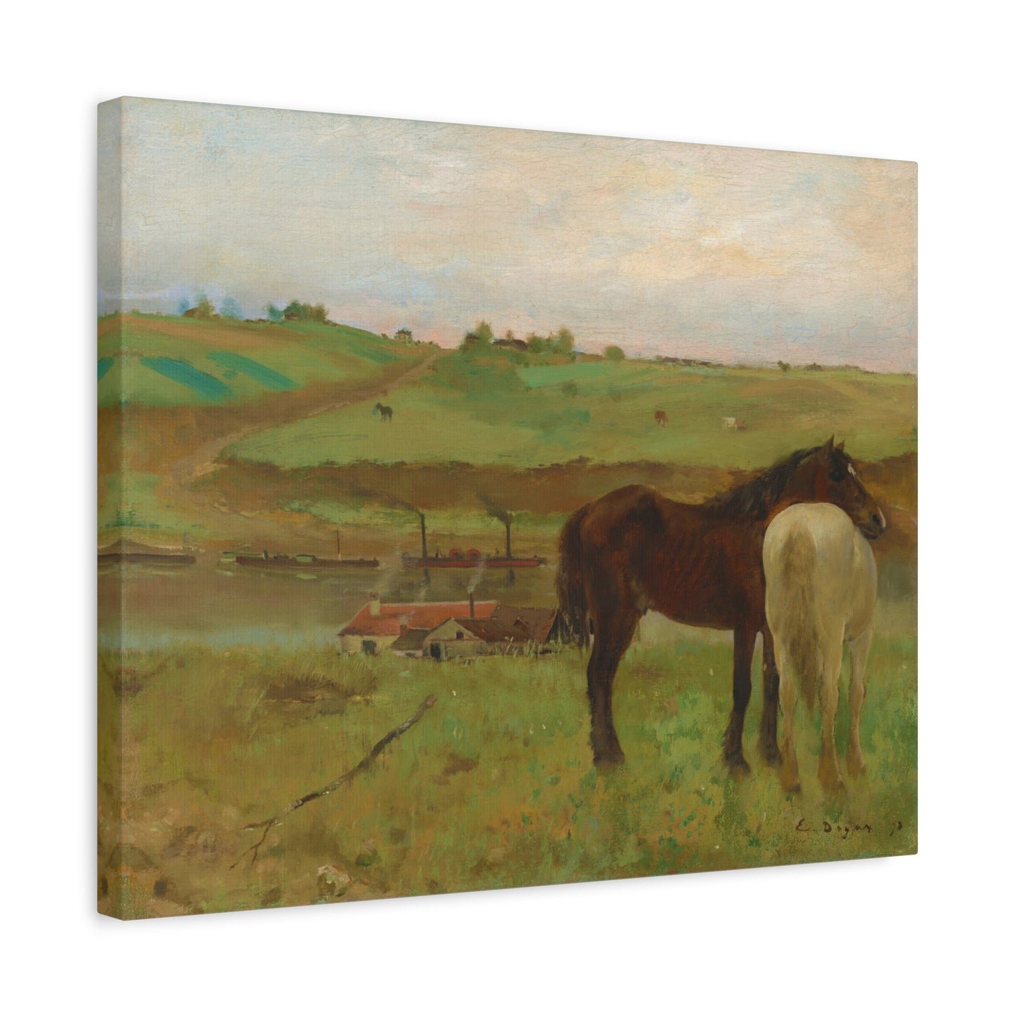 Horses in a Meadow By Edgar Degas