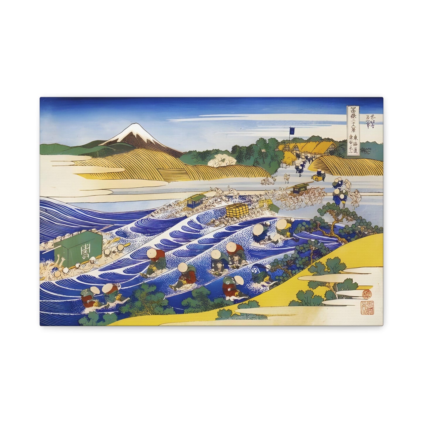 Travellers Crossing the Oi River By Katsushika Hokusai