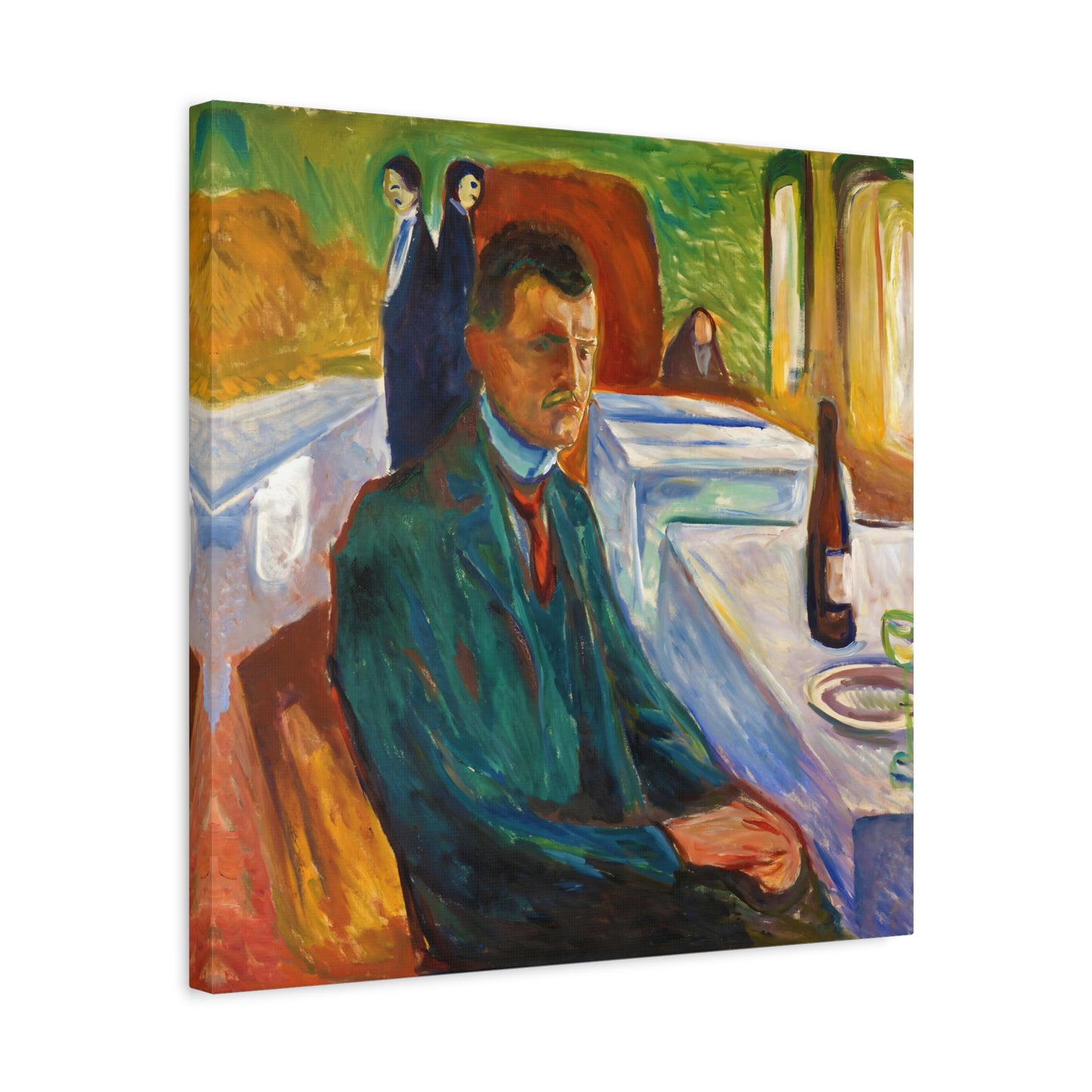 Self-Portrait with Bottle of Wine By Edvard Munch