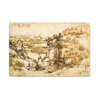 Landscape Drawing Santa Maria della Neve By Leonardo da Vinci