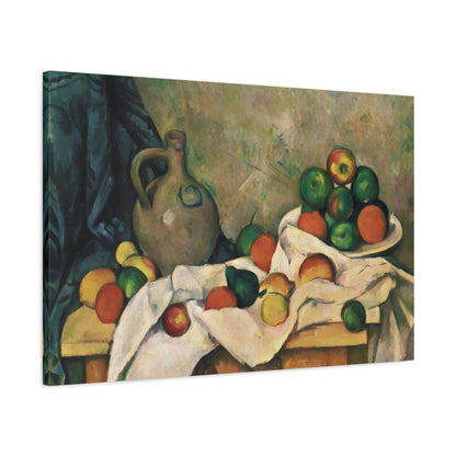 Curtain, Jug and Fruit By Paul Cézanne