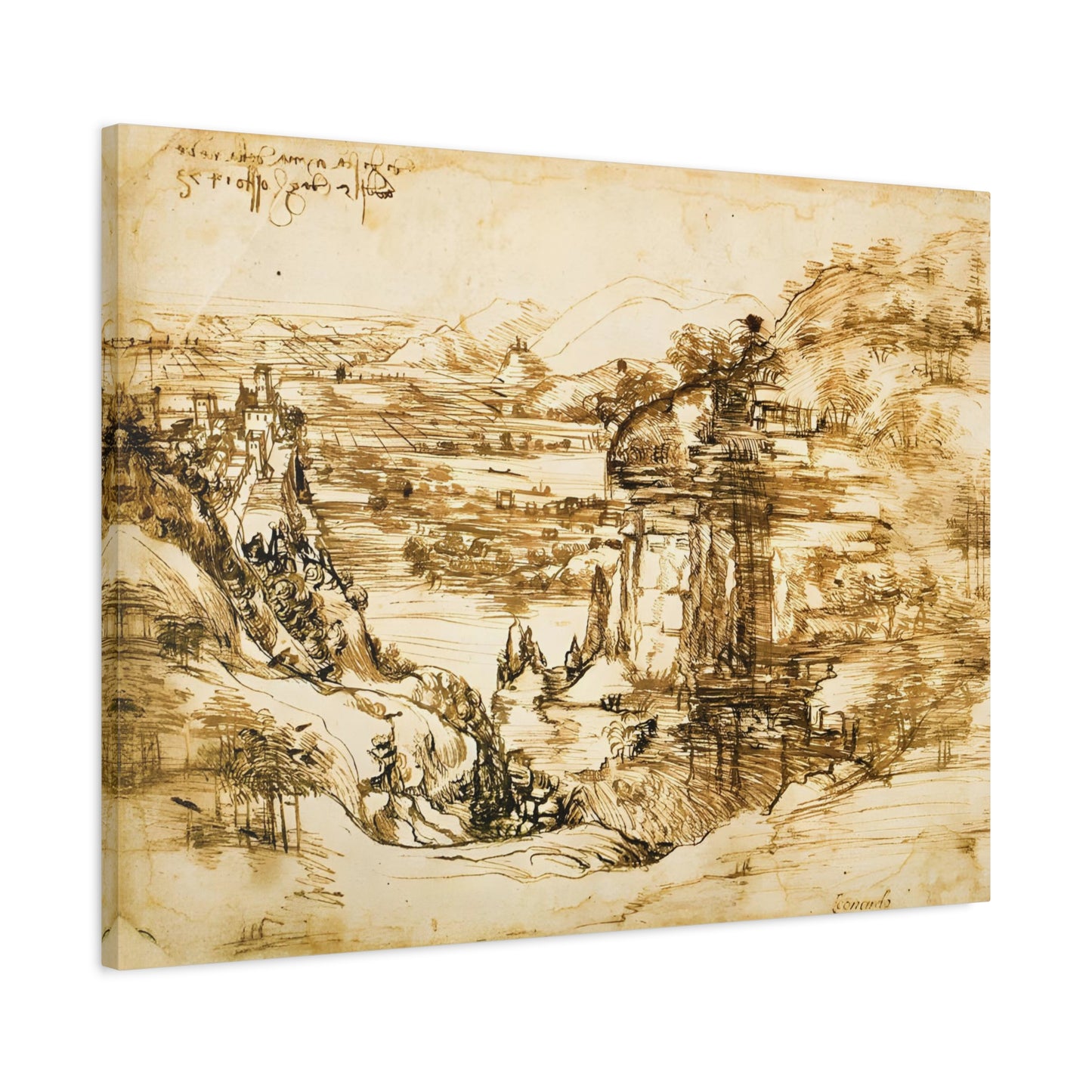 Landscape Drawing Santa Maria della Neve By Leonardo da Vinci