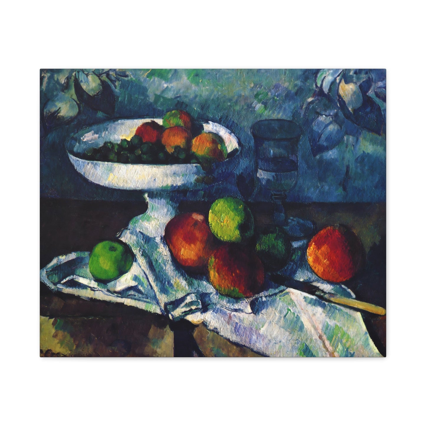 Fruit Bowl, Glass, and Apples By Paul Cézanne