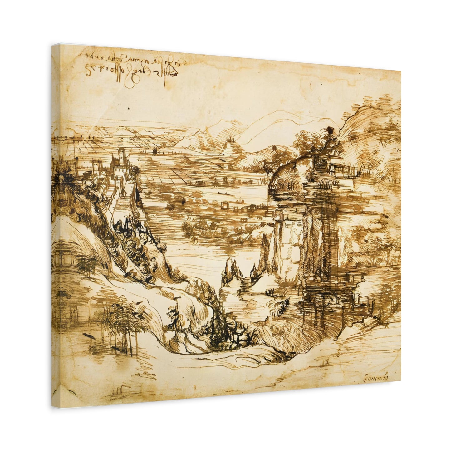 Landscape Drawing Santa Maria della Neve By Leonardo da Vinci